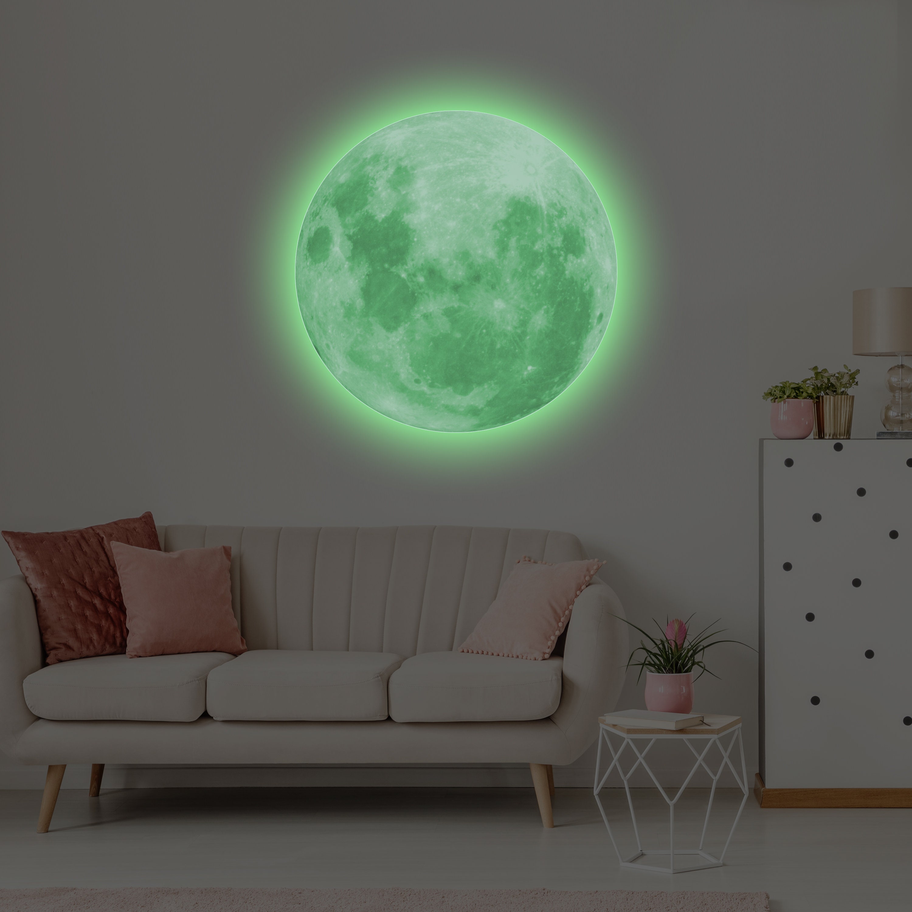 Glow in the Dark Moon Wall Sticker Glowing Ceiling Decal for Etsy