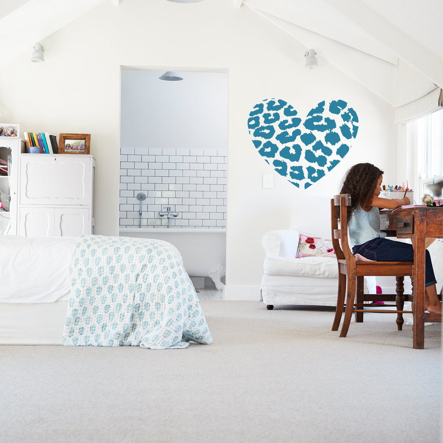 Leopard Heart Wall Sticker - Art Print Texas Vinyl Decal - Room Love ...