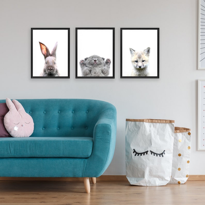 3x Baby Animals Posters Set Nursery Kids Room Decor Cute | Etsy