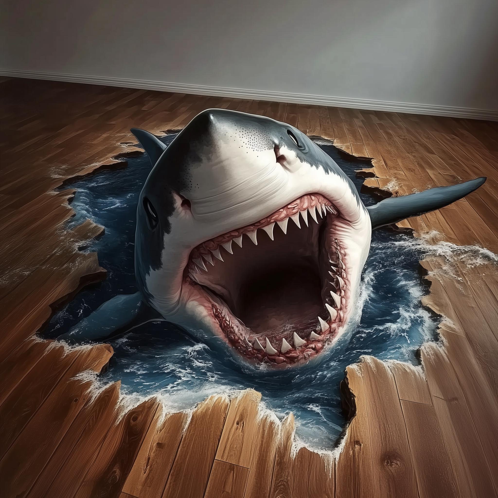 U-Shark Adesivo Murale 3D Effetto Rottura – 50x70 Cm, Autoadesivo Rimovibile In Vinile, Decorazione Per Soggiorno, Camera Ragazzi, Ufficio