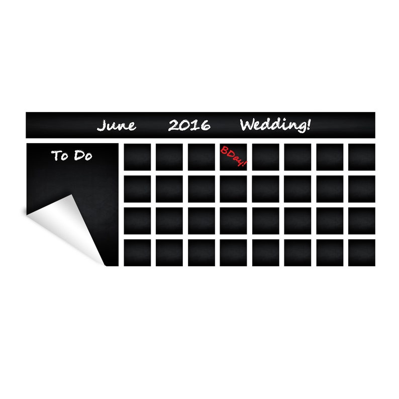 Office Calendar Chalkboard Vinyl Sticker Editable Organizer Etsy