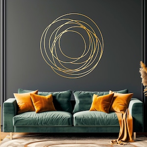 Elegant Circle Wall Sticker | Modern Lines Abstract Wall Art Decal | Luxury Circles Home Decor | Minimalist Living Room Wall Decoration