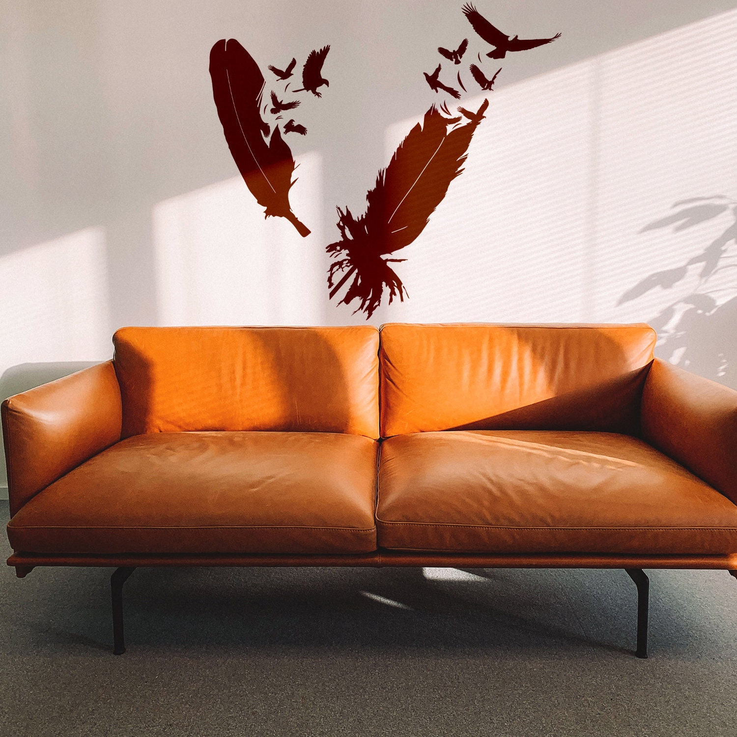 Bird Feather Wall Vinyl Sticker - Eagle Decor Flying Home Art Magic Nib ...