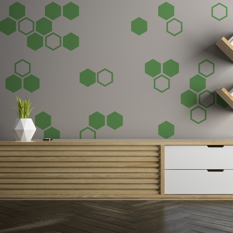 50x Wall Decals Decor Geometric Hexagon Sticker Etsy
