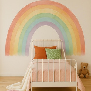 Pastel Rainbow Wall Decal | Watercolor Rainbow Nursery Decor ...