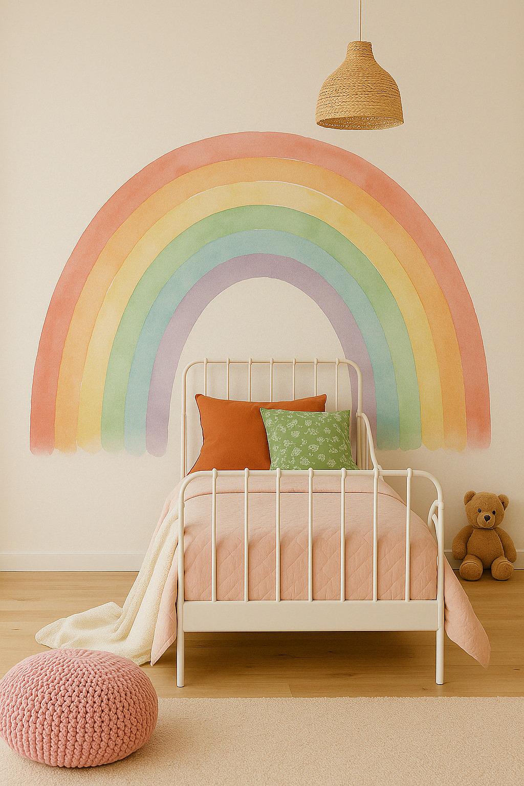 Pastel Rainbow Wall Decal | Watercolor Rainbow Nursery Decor ...