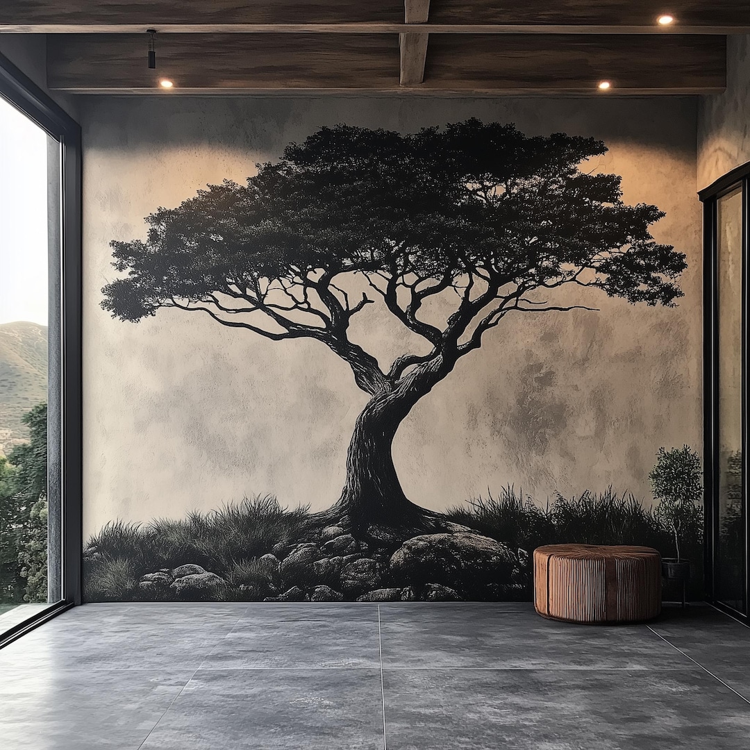 Large Tree Wall Decal | Nature-inspired Vinyl Mural | Rustic Forest ...