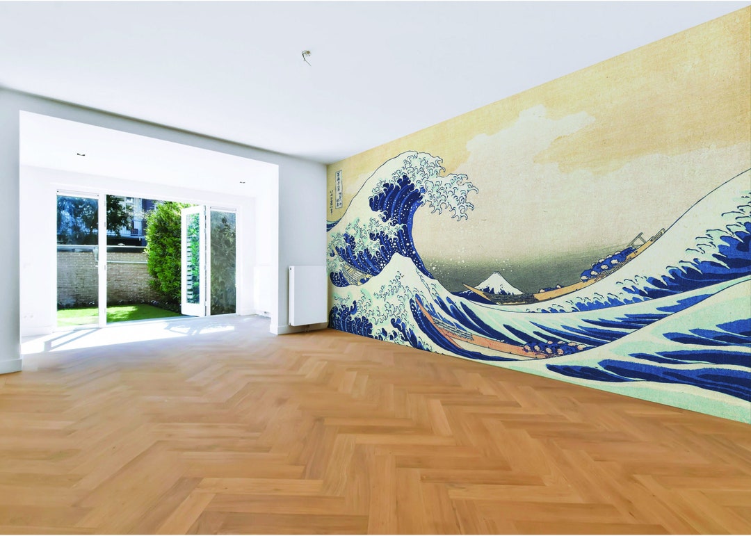Kanagawa Wave Wallpaper Decal the Great Waves Japanese Ocean Art Vinyl Wall Sticker for Home