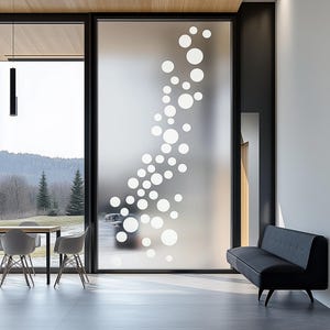 Bubble Frosted Glass Privacy Sticker | Etched Window Film with Separate White Circles | Custom Size Glass Cover Peel Stick Privacy Film Home