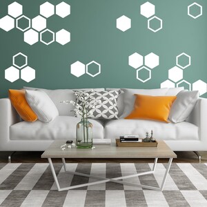 50x Honeycomb Wall Decals Decor - Geometric Hexagon Sticker For Bedroom Living Room - Gold Vinyl Decal Adhesive Honey Comb Bee Cell Stickers