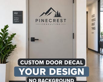 Custom Door Vinyl Sticker | Personalized Business Logo | No Background | Contour Cut Sign