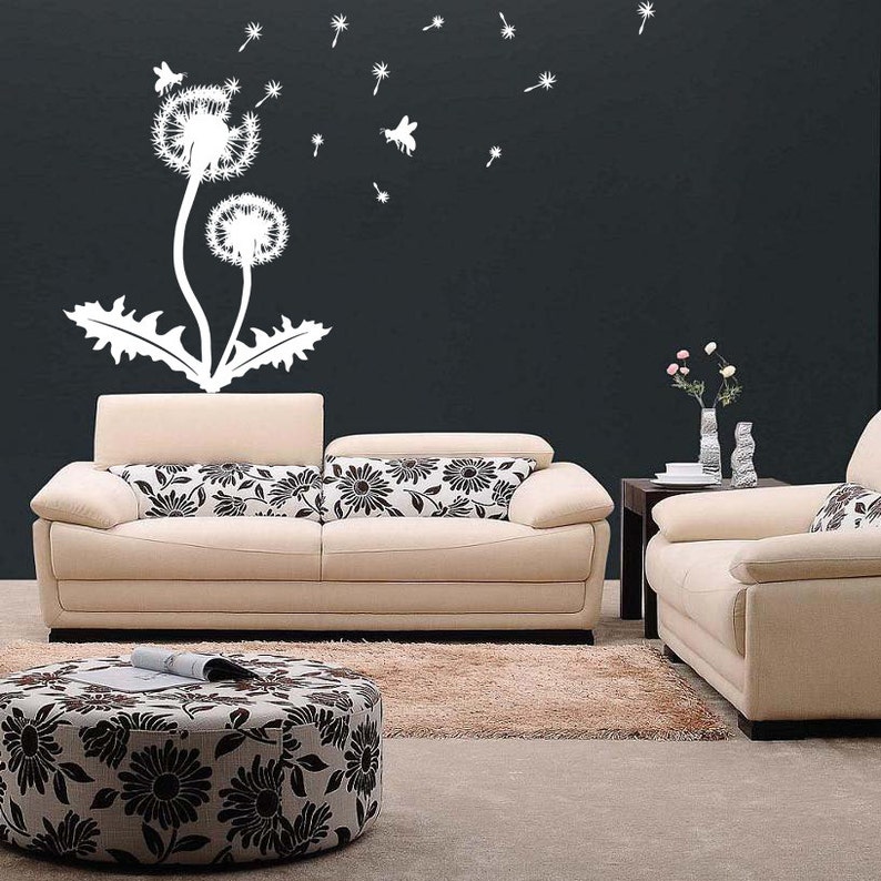 Dandelion Vinyl Sticker Wall Decal - Dandelions Art Flower Decor ...