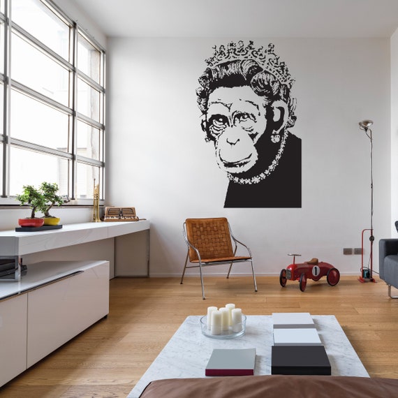 Banksy Monkey Queen Wall Art Sticker Funny Positive Vinyl - Etsy Ireland Banksy Monkey Queen Wall Art Sticker Funny Positive Vinyl - Etsy Ireland