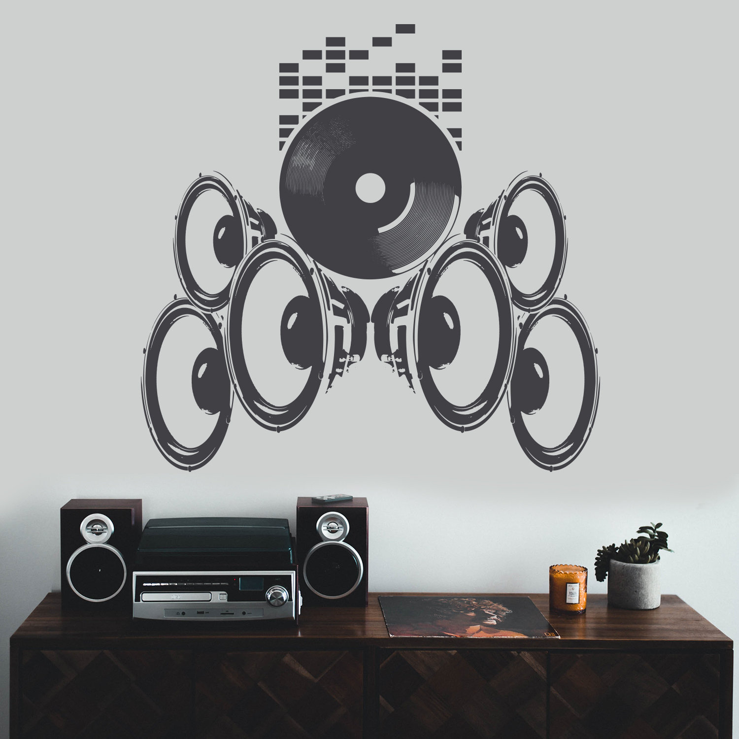 Music Speakers Wall Vinyl Sticker - Radio Art Waterproof Removable