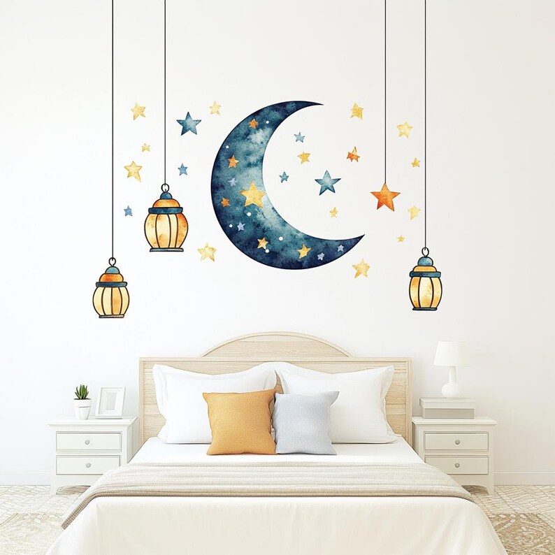 Moon and Stars Wall Decal Sticker Set | Celestial Nursery Wall Art ...