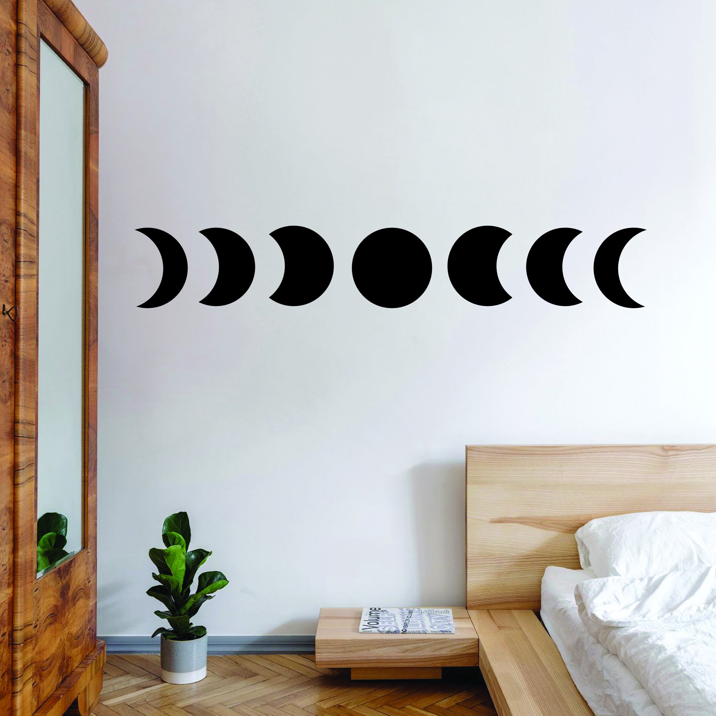 Moon Phase Wall Decor Sticker - Moon Phases Vinyl Decal - Large Modern