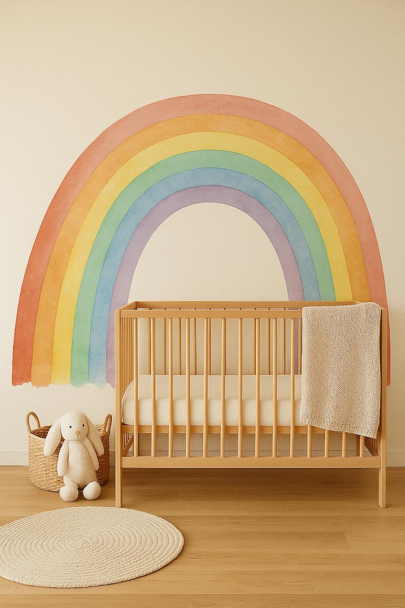 Pastel Rainbow Wall Decal | Watercolor Rainbow Nursery Decor ...