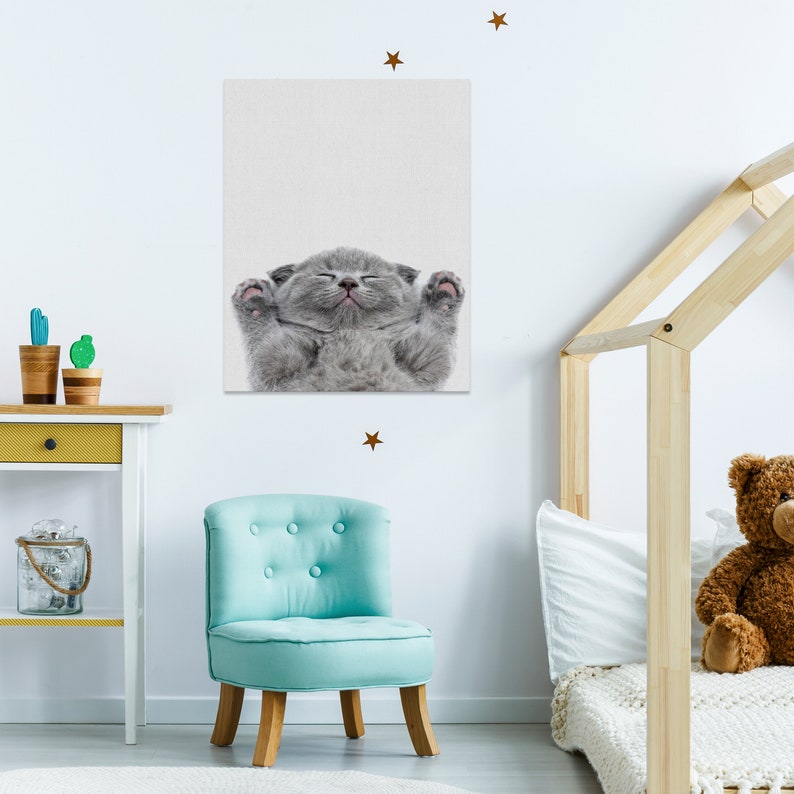 Baby Cat Wall Canvas Kid Girl Room Art Decor Kitty Lover Etsy