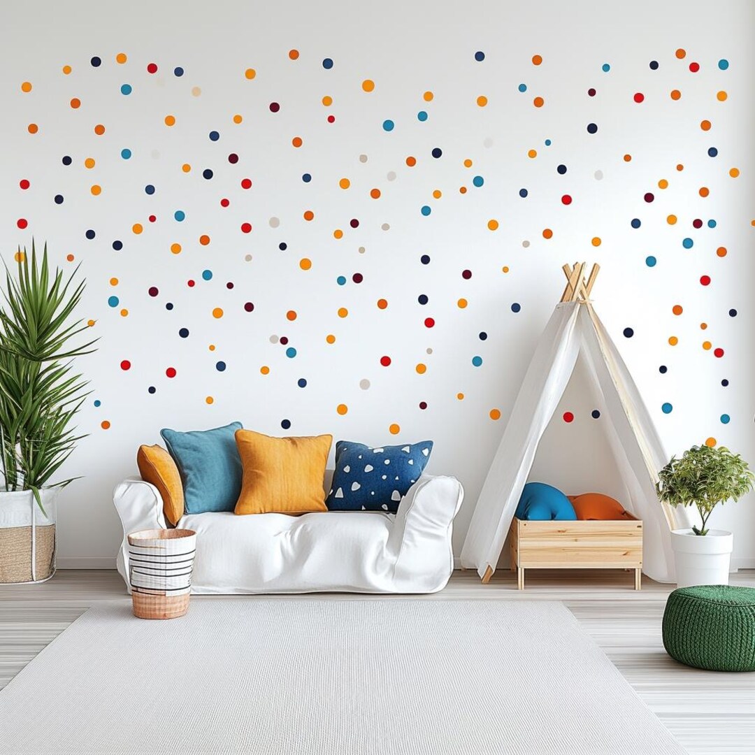 Colorful Polka Dot Wall Decal Set | Playful Kids Room Wall Sticker ...