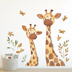 Wandtattoo Giraffe | Aquarell Minimalist Dekor | Freundlicher Tieraufkleber | Kinderzimmer Vinyl Kunst | Umweltfreundliches Schälen und Aufkleben