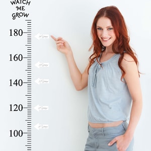 Zentimeter Wachstums-Chartlineal Vinyl Wandaufkleber - DIY Kind Größe 180 cm mit 27x weißen Pfeil Aufklebern - Kinderzimmer Wachstums-Tracker