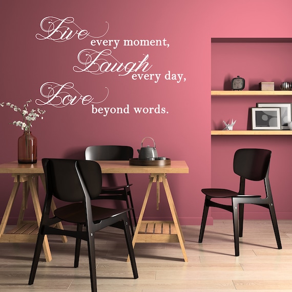 Live Laugh Love Sticker - Quote Art Mac Wall Stickers - Quotes Window Words Life Vinyl Decal - Laptop Positive Inspiration Family Bedroom