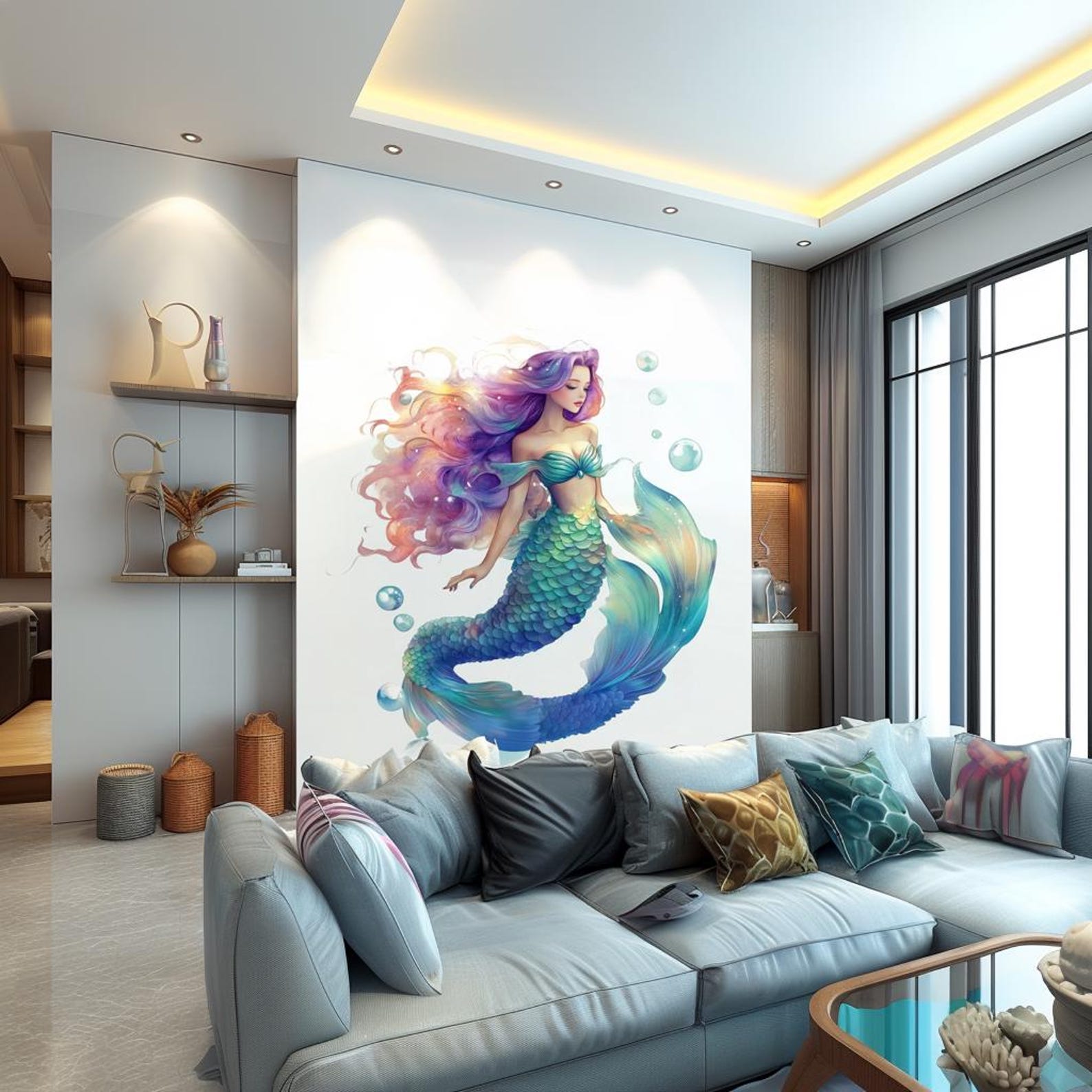 Mermaid Wall Decal | Fantasy Underwater Decor | Ocean Theme Sticker ...