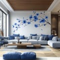 Blue Flower Branch Wall Decal | Large Sakura Floral Vinyl Sticker | Removable Nature Art for Living Room, Bedroom, Office, Modern Home Décor product logo