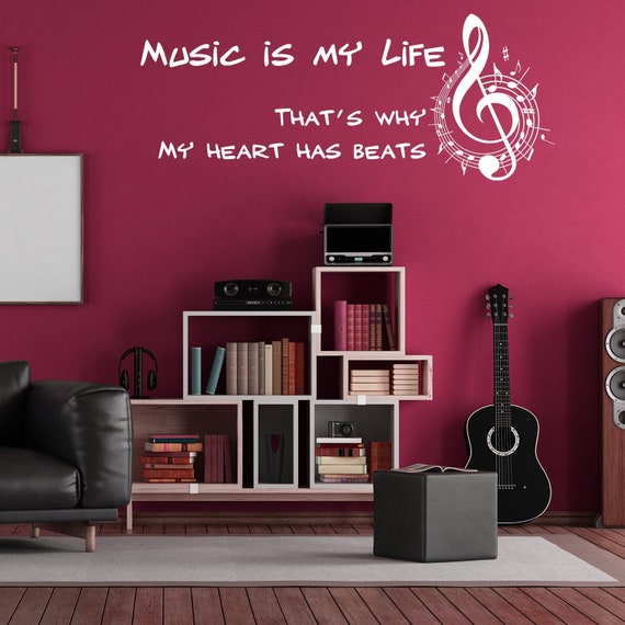 Music Is My Life Wall Sticker Note Quote Gift Decor Art Etsy