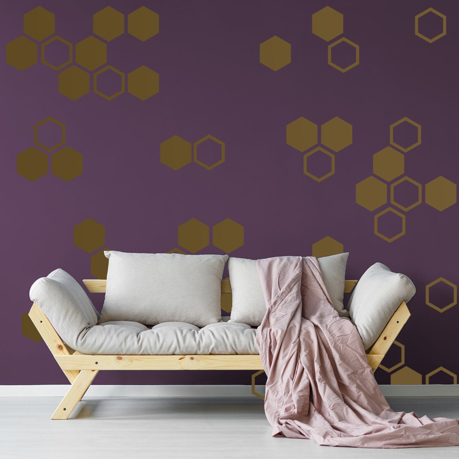 50x Honeycomb Wall Decals Decor - Geometric Hexagon Sticker for Bedroom ...