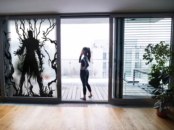 Frosted Vampire Silhouette Decal - Printed Human Monster Etched Glass Sticker for Windows Doors - Block Film Frosting Etching Cling Design