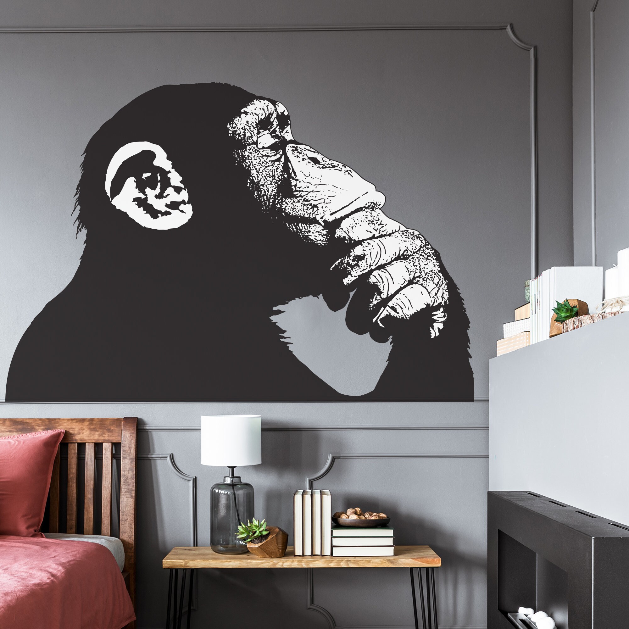 【インパクトページ 】WCP MONKEY KEEP IT REAL Amazon.com: Thinking Monkey Wall Sticker - Banksy Street Art