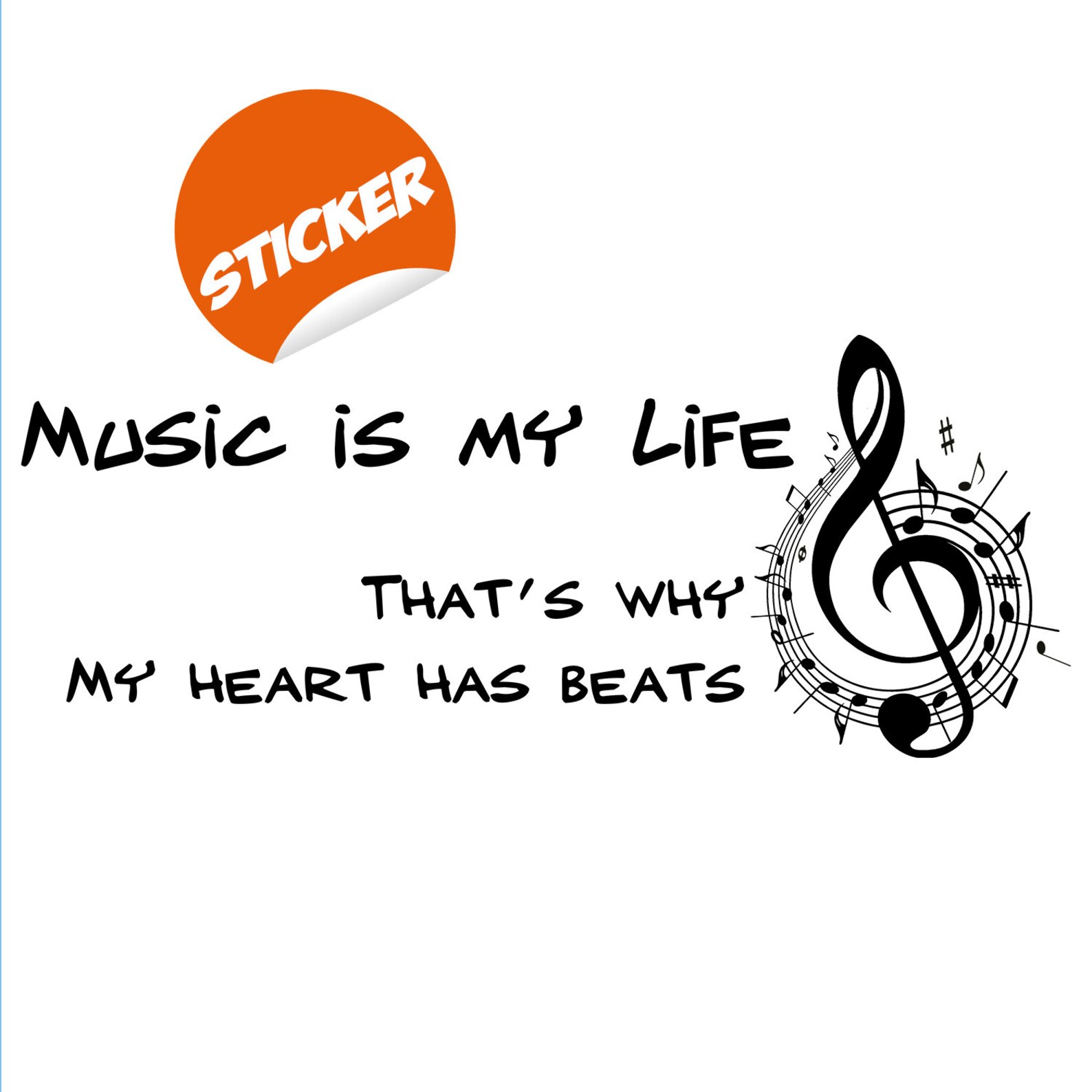 Music Is My Life Wall Sticker Note Quote Gift Decor Art Etsy