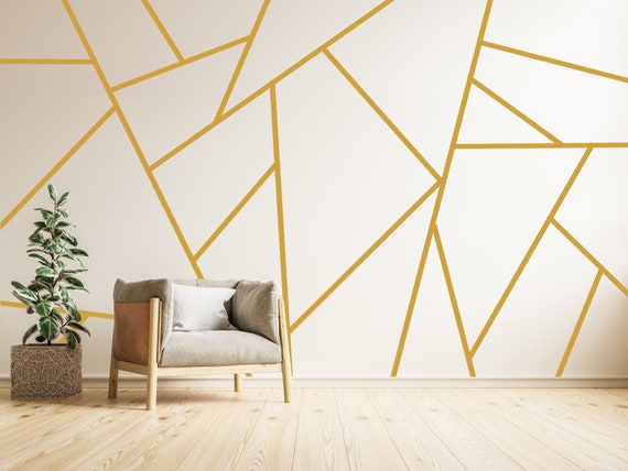 Gold Dünne Linie Sticker Geometrische Peel and Stick Streifen Wandtattoo  Für Schlafzimmer Dekor Kinderzimmer Schwarz Long Lines Form Vinyl Aufkleber  - .de