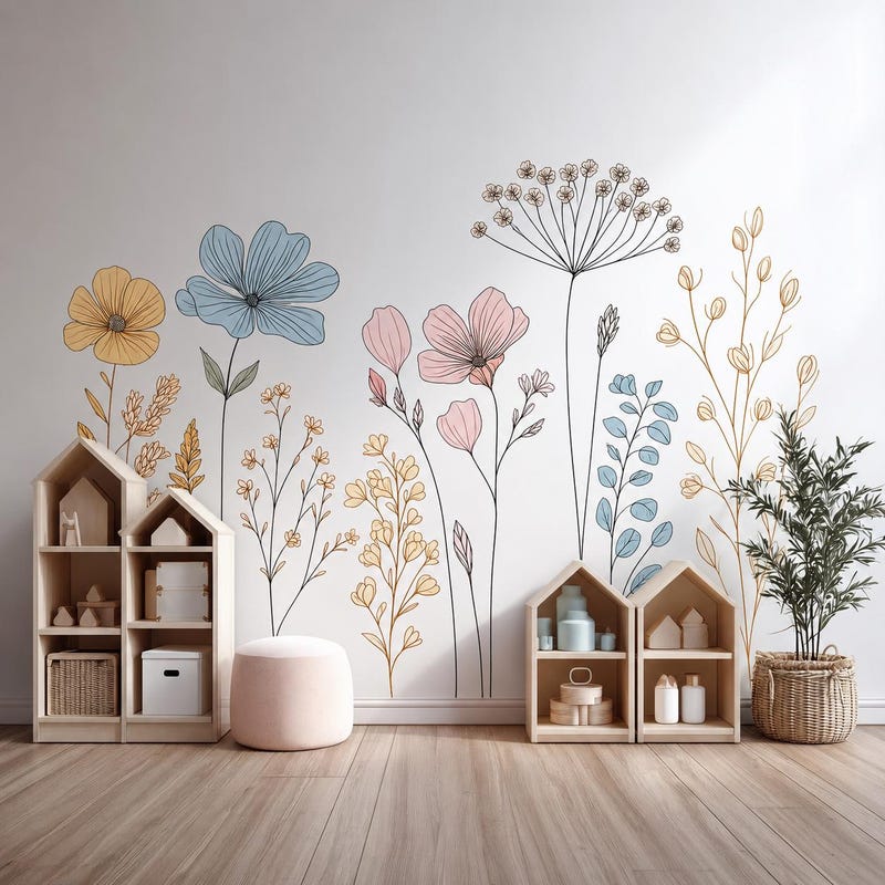 Floral Wall Mural - Etsy