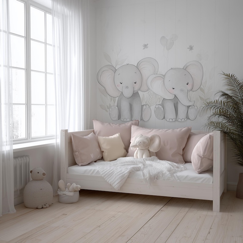 Elephant Wall Decal for Nursery | Cute Baby Elephant Sticker | Soft ...