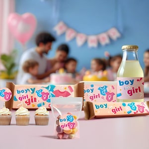 Gender Reveal Party Decal Set | Boy or Girl Theme Decorations | Customizable Baby Shower Stickers  | Pink and Blue Baby Shower Decor *!