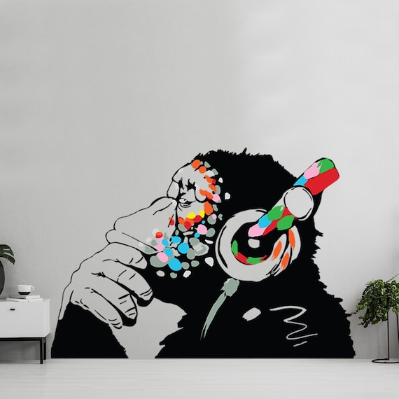 Banksy Stickers Monkey Headphones Banksy Graffiti Wall Decal