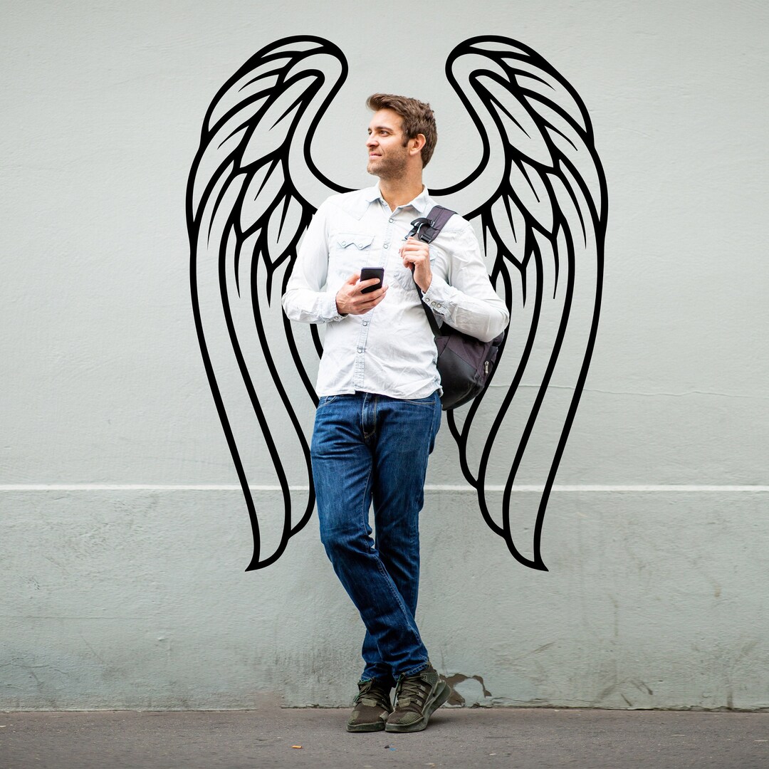 Angel Wings Wall Decor - Angels Wing Art Vinyl Decal - Large Feather ...