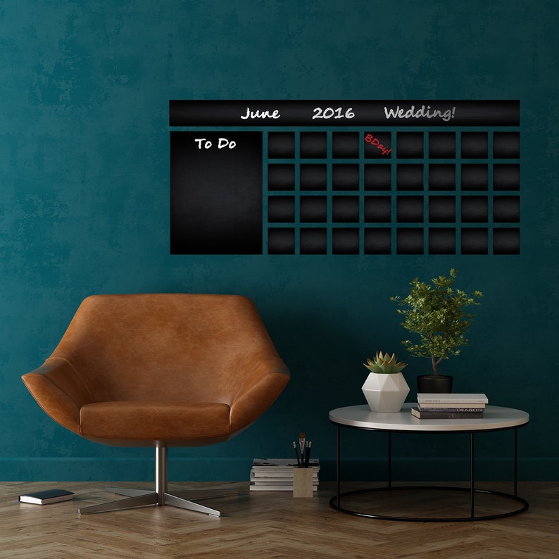 Office Calendar Chalkboard Vinyl Sticker Editable Organizer Etsy