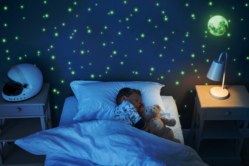 Glow In The Dark Stars Stickers The Glowing Moon Decal Night Light Fluorescent Stick For Nursery Kid Room Ceiling And Wall image 6