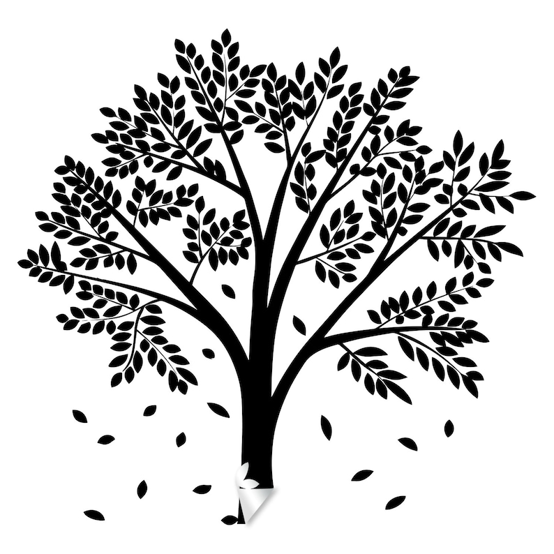 Nature Botanical Trees Decals Wall Birch Art Vinyl Nursery Stickers Tree Sticker Decal Forest Decor Natural Big Leaf Peel And Stick