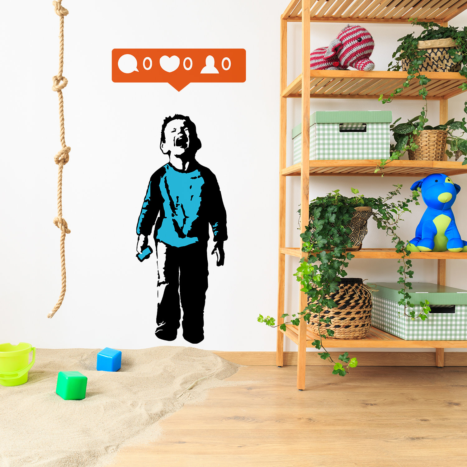 Banksy Crying Boy Wall Sticker - Street Art Graffiti Social Media