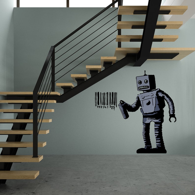 Banksy Barcode Robot Wall Vinyl Sticker Street Art Graffiti Etsy