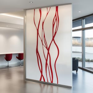 Abstract Line Frosted Glass Sticker | Printed Privacy Window Film | Etched Vinyl Decal for Office & Home | Custom Glass Cover Privacy Film