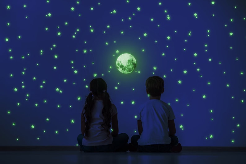 Glow In The Dark Stars Stickers The Glowing Moon Decal Night Light Fluorescent Stick For Nursery Kid Room Ceiling And Wall image 10