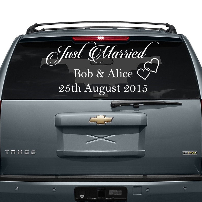 Just Married Car  Vinyl Wedding  Sticker  Custom Name Day Etsy