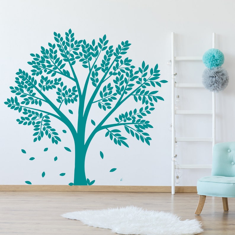 Nature Botanical Trees Decals Wall Birch Art Vinyl Nursery Stickers Tree Sticker Decal Forest Decor Natural Big Leaf Peel And Stick