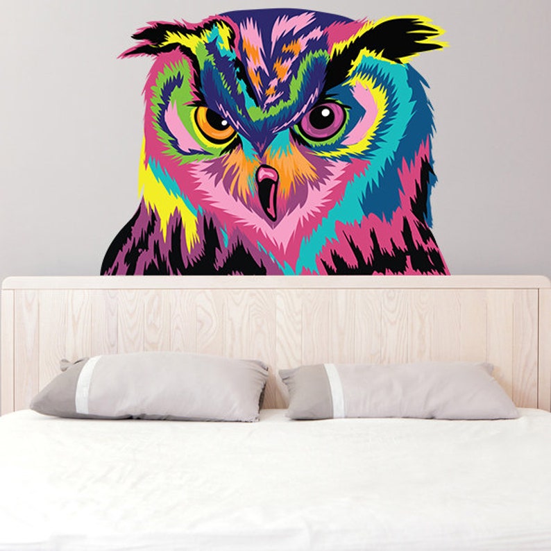owl wall sticker decor vinyl art decal wild bird head | etsy