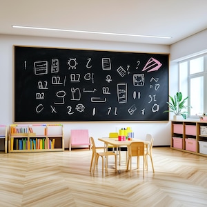 Große Kreidetafel Wandtattoo | Personalisierte Tafel Aufkleber | Schalenstick aus Vinyl | Klassenzimmer Homeschool Decor | Wiederverwendbare Wandtafel